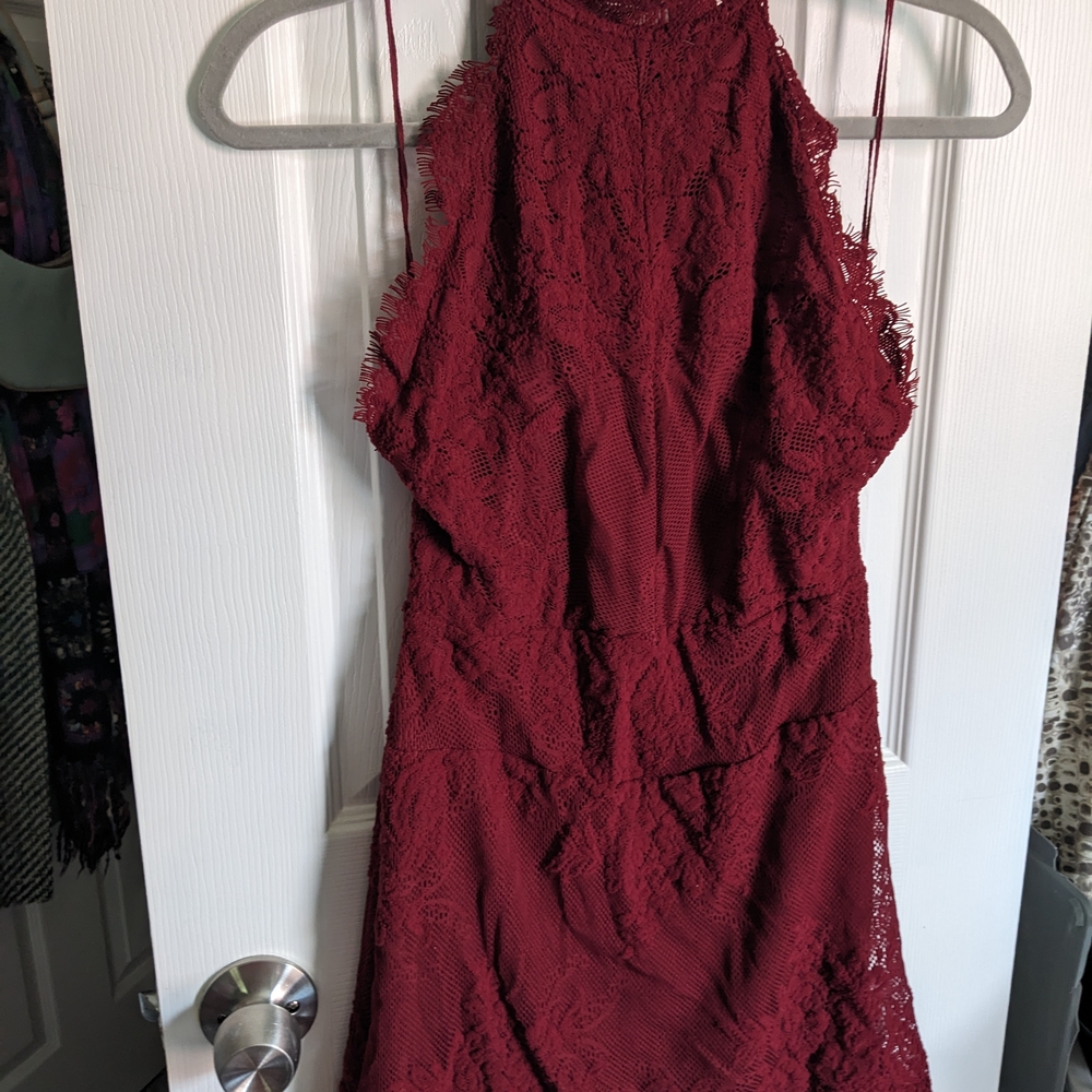 Free People Red Sheath Halter Dress